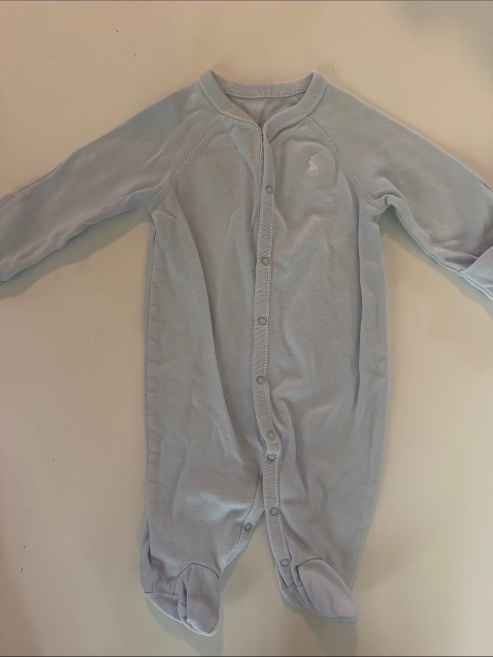 Ralph Lauren Pale Blue Footed Baby One-Piece